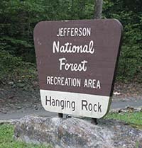 Sign for Hanging Rock Rec Area