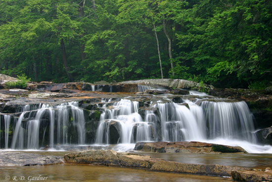 A shot of upper Jackson Falls in Jackson, New Hampshire