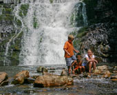 Austin, Daniel, and Ashlee in front of Laurel Falls