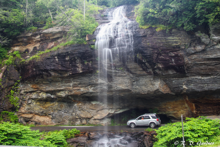 View of Bridal Veil Falls as I drive behind it