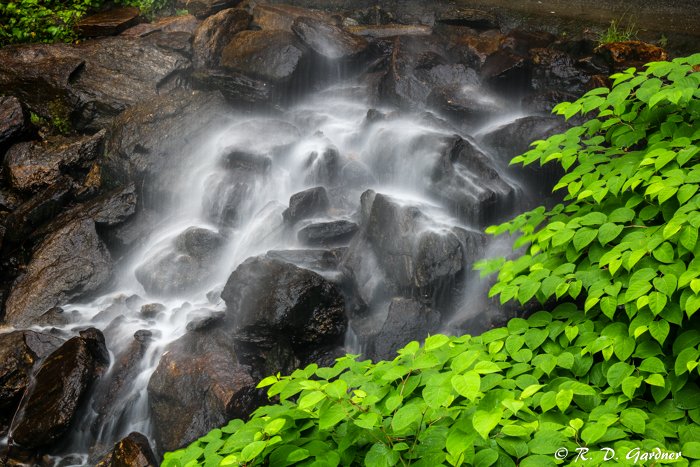 The base, or splash zone, of Bridal Veil Falls