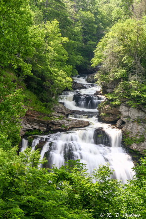 Portrait view of Cullasaja Falls near Highlands, NC