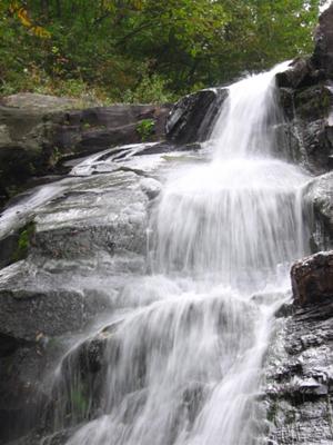 The main waterfall in White Oak Canyon, viewed from the bottom.